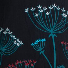 Vishes Damen Blumenkleid Langarm-Shirtkleid Schalkragen Baumwollkleid schwarz 44