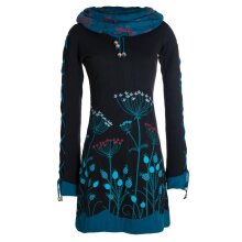 Vishes Damen Blumenkleid Langarm-Shirtkleid Schalkragen...