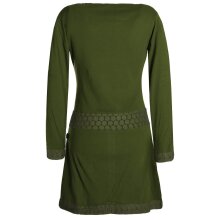 Vishes Damen Langarm Shirt Kleid Jersey Tunika Hippie Blumen sidebag olive 36