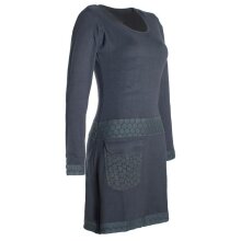 Vishes Damen Langarm Shirt Kleid Jersey Tunika Hippie Blumen sidebag schwarz 36