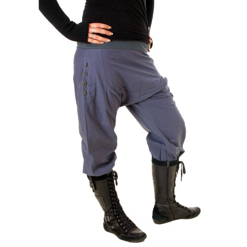 Vishes Damen Pumphose Baumwollhose Taschen dekorative geschnitzte Knöpfe Blaugrau 48