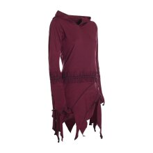 Vishes Langarm Damen Elfen Zipfel Kleid Tunika mit Zipfelkapuze dunkelrot 42