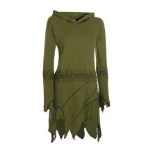 Vishes Langarm Damen Elfen Zipfel Kleid Tunika mit Zipfelkapuze olive 36