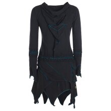 Vishes Langarm Damen Elfen Zipfel Kleid Tunika mit Zipfelkapuze schwarz 44