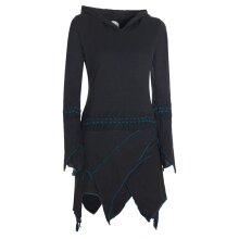 Vishes Langarm Damen Elfen Zipfel Kleid Tunika mit Zipfelkapuze schwarz 44