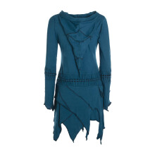 Vishes Langarm Damen Elfen Zipfel Kleid Tunika mit Zipfelkapuze türkis 36