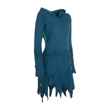 Vishes Langarm Damen Elfen Zipfel Kleid Tunika mit Zipfelkapuze türkis 36