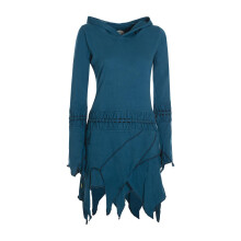Vishes Langarm Damen Elfen Zipfel Kleid Tunika mit Zipfelkapuze türkis 36