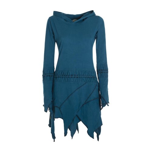 Vishes Langarm Damen Elfen Zipfel Kleid Tunika mit Zipfelkapuze türkis 44