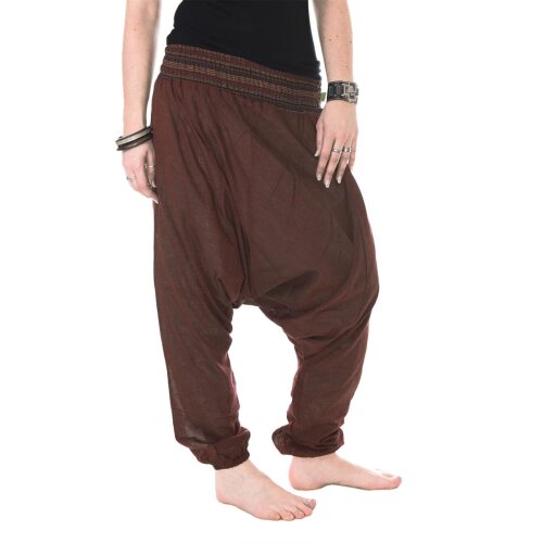 Vishes Sommer Haremshose leichte Pluderhose - Lange Größe dunkelbraun