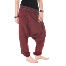 Vishes Sommer Haremshose leichte Pluderhose - Lange Größe dunkelrot