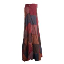 Vishes - Langer Damen Patchwork-Rock Wickel-Rock Wickel-Kleid Karos dunkelrot 102 cm