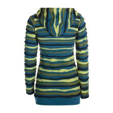 Vishes Damen Kapuzenshirt Kapuzenpullover Hoodie Shirt mit Kapuze gestreift Streifen türkis 36
