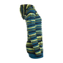 Vishes Damen Kapuzenshirt Kapuzenpullover Hoodie Shirt mit Kapuze gestreift Streifen türkis 36