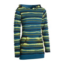 Vishes Damen Kapuzenshirt Kapuzenpullover Hoodie Shirt mit Kapuze gestreift Streifen türkis 36