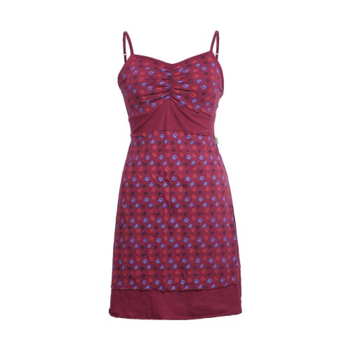 Vishes - Schulterfreies Damen Kleid Bustier Mini Kleid mit Spagettiträgern dunkelrot 40/42