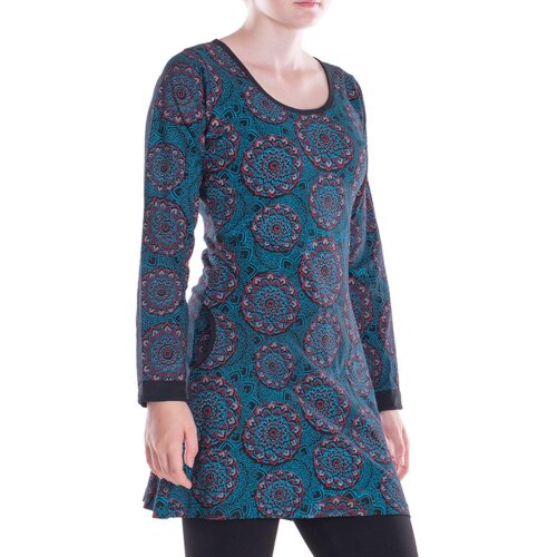 Vishes - Leichtes Langarmshirt-Kleid Damen Kleider Langarm Tunika retro schwarz 40