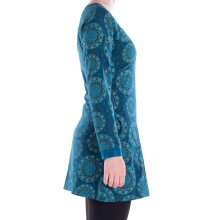 Vishes - Leichtes Langarmshirt-Kleid Damen Kleider Langarm Tunika retro türkis 40