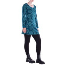 Vishes - Leichtes Langarmshirt-Kleid Damen Kleider Langarm Tunika retro türkis 40