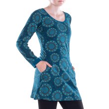 Vishes - Leichtes Langarmshirt-Kleid Damen Kleider Langarm Tunika retro türkis 40