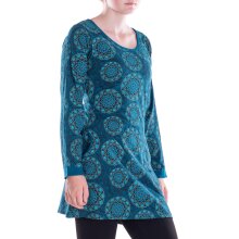 Vishes - Leichtes Langarmshirt-Kleid Damen Kleider Langarm Tunika retro türkis 40