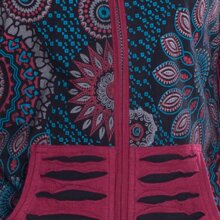 Vishes - Damen Blumen Mandala Jersey-Mantel Hippiemantel Kapuzenmantel schwarz 38