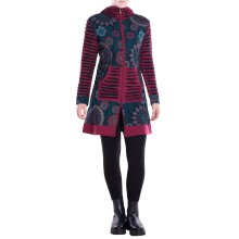 Vishes - Damen Blumen Mandala Jersey-Mantel Hippiemantel Kapuzenmantel schwarz 38