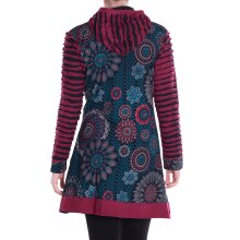 Vishes - Damen Blumen Mandala Jersey-Mantel Hippiemantel Kapuzenmantel schwarz 38
