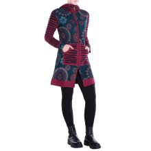 Vishes - Damen Blumen Mandala Jersey-Mantel Hippiemantel Kapuzenmantel schwarz 38
