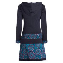 Vishes - Long Hoodie Kleid Damen mit Kapuze Langarm Kleider Kapuzenkleid schwarz 36