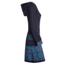 Vishes - Long Hoodie Kleid Damen mit Kapuze Langarm Kleider Kapuzenkleid schwarz 38