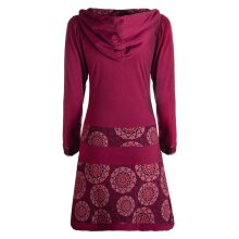 Vishes - Long Hoodie Kleid Damen mit Kapuze Langarm Kleider Kapuzenkleid dunkelrot 36