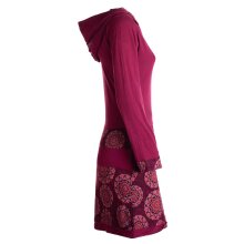 Vishes - Long Hoodie Kleid Damen mit Kapuze Langarm Kleider Kapuzenkleid dunkelrot 36