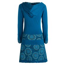 Vishes - Long Hoodie Kleid Damen mit Kapuze Langarm Kleider Kapuzenkleid türkis 36