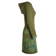 Vishes - Long Hoodie Kleid Damen mit Kapuze Langarm Kleider Kapuzenkleid olive 40