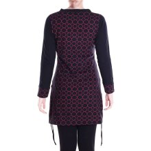 Vishes - Leichtes Langarmshirt-Kleid Kurze Damen Kleider Langarm Tunika schwarz 46
