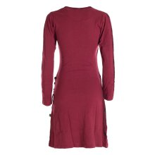 Vishes Langarm Damen Jerseykleid aus Baumwolle mit Bändern und Blümchenmuster dunkelrot 46-48