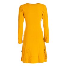 Vishes Langarm Damen Jerseykleid aus Baumwolle mit Bändern und Blümchenmuster gelb 38
