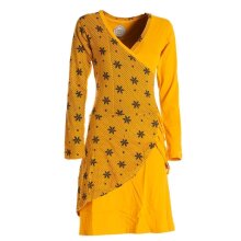 Vishes Langarm Damen Jerseykleid aus Baumwolle mit Bändern und Blümchenmuster gelb 38