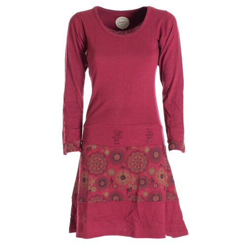 Vishes Langarm Damen Keid mit Mandals Rundhals Ausschnitt dunkelrot 42-44