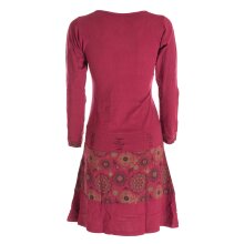 Vishes Langarm Damen Keid mit Mandals Rundhals Ausschnitt dunkelrot 42-44