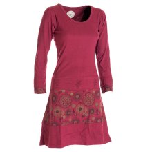 Vishes Langarm Damen Keid mit Mandals Rundhals Ausschnitt dunkelrot 48