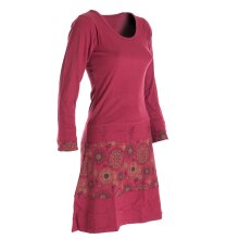 Vishes Langarm Damen Keid mit Mandals Rundhals Ausschnitt dunkelrot 48