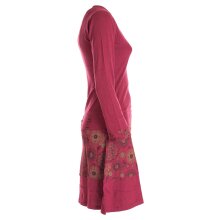 Vishes Langarm Damen Keid mit Mandals Rundhals Ausschnitt dunkelrot 48