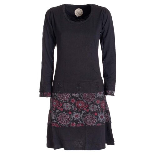 Vishes Langarm Damen Keid mit Mandals Rundhals Ausschnitt schwarz 46