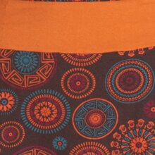 Mandala-Blumen Langarm-Kleid Damenkleid Shirtkleid Jerseykleid mit Wasserfallkragen braun 44