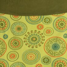 Mandala-Blumen Langarm-Kleid Damenkleid Shirtkleid Jerseykleid mit Wasserfallkragen hellgrün 38