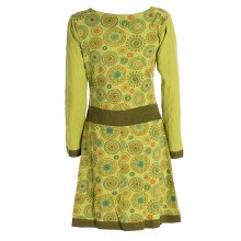 Mandala-Blumen Langarm-Kleid Damenkleid Shirtkleid Jerseykleid mit Wasserfallkragen hellgrün 42