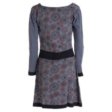Mandala-Blumen Langarm-Kleid Damenkleid Shirtkleid Jerseykleid mit Wasserfallkragen grau 36