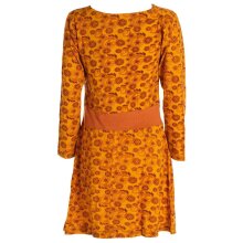 Vishes Damen Blumen Langarm-Kleid Damenkleid Shirtkleid Jerseykleid mit Wasserfallkragen gelb 36